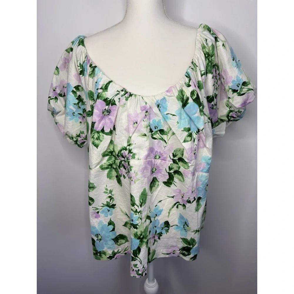 Old Navy‎ Floral Top Womens 3X Floral Smocked Cottagecore Milkmaid Puff Smocked